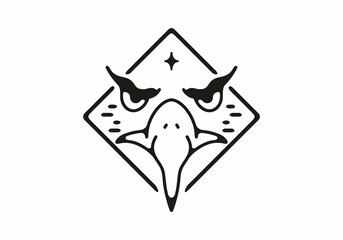 Black line art illustration of eagle face