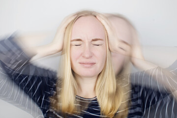 Woman loses consciousness and falls down due to dizziness and disturbance of the vestibular...