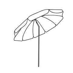 Hand drawn line art isolated beach  sun umbrella for comfortable sunbathing and shade protection, beach resort, seaside. EPS 10 clip art for typography and digital use 