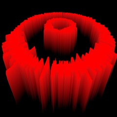 abstract 3D exploding surface circular designs in shades vivid red and black colours