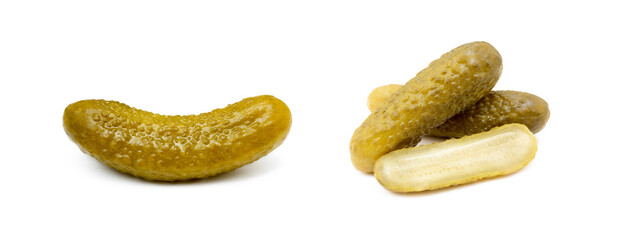 Pickled sour cucumber isolated on white background