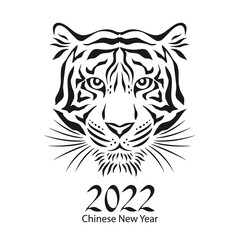 Year of the tiger 2022, Chinese New Year, symbol tiger, vector illustration.
