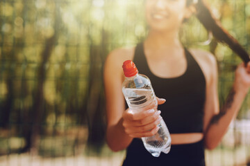 Woman doing sport in park