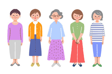 シニア女性５人　全身