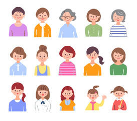 いろいろな世代の女性　上半身