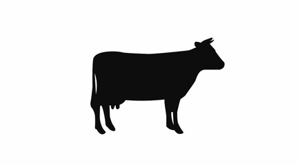 Cow Icon. Vector isolated black and white illustration of a cow.