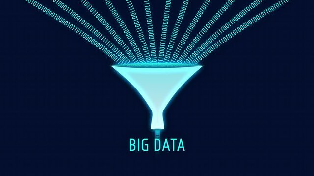 Futuristic Big Data Funnel with Binary Number Processing Visualisation Animation