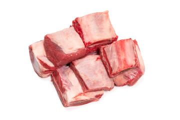 Raw beef ribs isolated on white background.