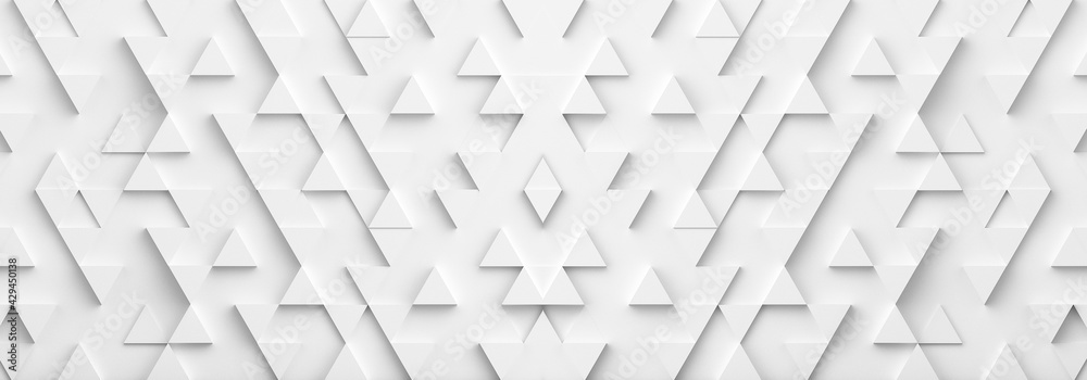 Poster white triangle pattern backdrop background. 3d rendering.