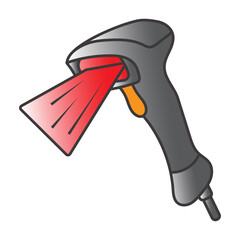 Flat color icon a barcode scanner or  bar code reader with laser for apps and websites