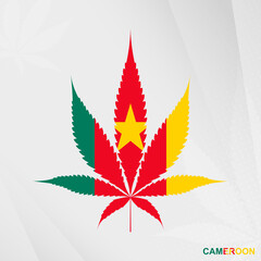 Flag of Cameroon in Marijuana leaf shape. The concept of legalization Cannabis in Cameroon.