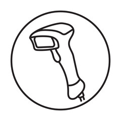 rounded the barcode scanner or  bar code reader line art icon for apps and websites