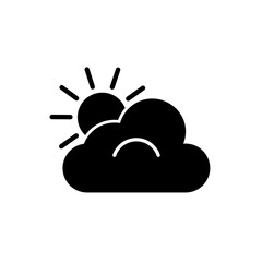 The black silhouette of the cloud and the sun symbol is isolated on a white background.