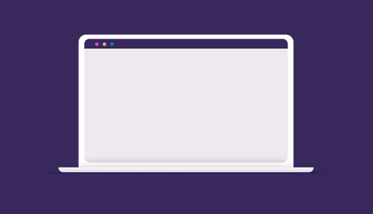 White laptop on dark background - Computer with blank screen vector illustration.