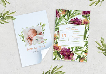 Baby Shower Watercolor Style Invitation Layout