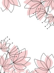 minimal background in pink flowers and tropical summer leaf