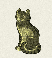 Cute pet cat in patterns