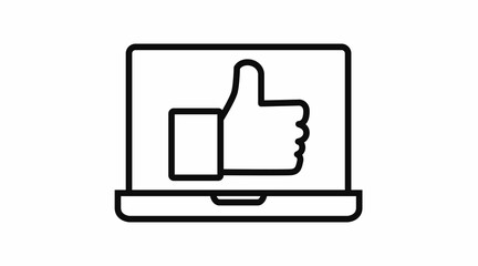 Laptop Icon. Vector isolated illustration of a laptop with a like sign