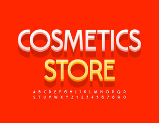 Fototapeta premium Vector stylish logo Cosmetic Store. White modern Font. Set of Elegant Alphabet Letters and Numbers