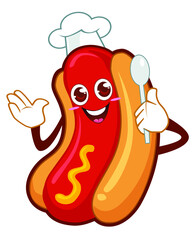 Hot dog food mascot cartoon