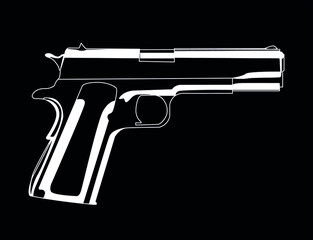 pistol white on black background