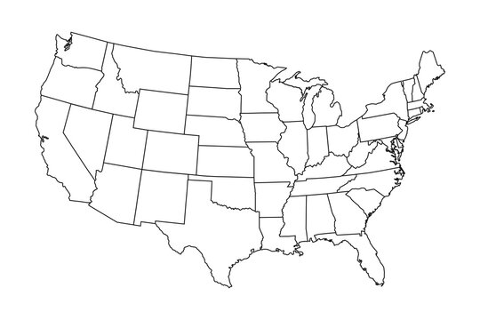 High detailed map of USA with states borders
