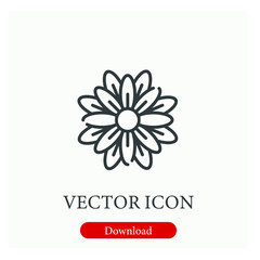 Flower vector icon. Editable stroke. Linear style sign for use on web design and mobile apps, logo. Symbol illustration. Pixel vector graphics - Vector