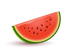 Fresh and ripe sliced watermelon vector cartoon illustration isolated on white background. Watermelon, summer food full of vitamins. Sliced red berry for juice or cocktails.