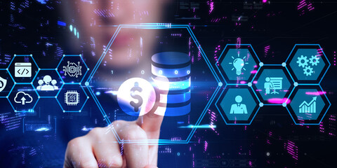 Business, technology, internet and networking concept. Dollar Currency Business.