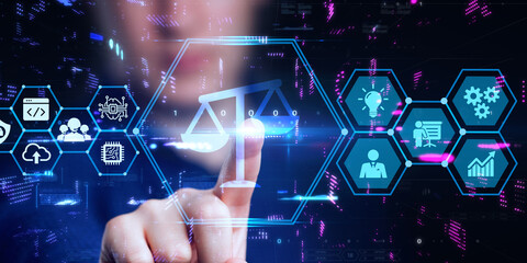 Business, Technology, Internet and network concept. Labor law, Lawyer, Attorney at law, Legal advice concept on virtual screen.