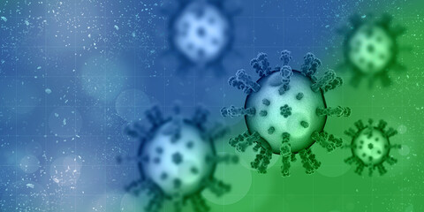 3d render Corona virus microscopic view
