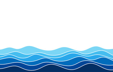 Blue wave ocean line flowing sea pattern background banner vector.