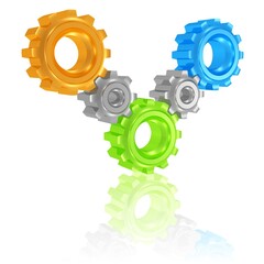 Getriebe mit verschiedenfarbigen Zahnrädern