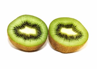 Slice of kiwi and whole kiwi on a white isolated background