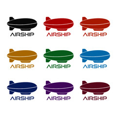 Airship zeppelin icon isolated on white background color set © sljubisa