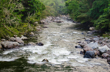Rio cristalino con piedras 