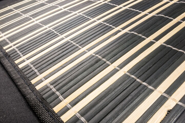 brown bamboo Mat - stand food, close-up, macro