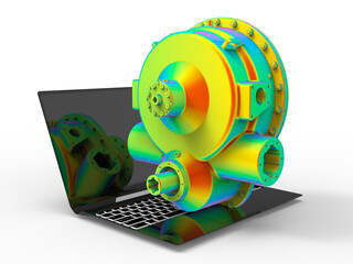 3D rendering - gear box finite element analysis