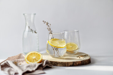 Fresh infused detox drink water with lemons and thyme weight loss recipe