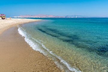 beautiful beach with crystal clear water on Kos island Greece