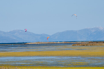 Oropos Greece 10 april 2021: Surf kite