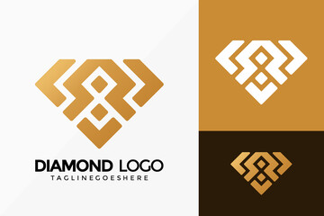 Fototapeta premium Premium Golden Diamond Gemstone Logo Vector Design. Abstract emblem, designs concept, logos, logotype element for template.