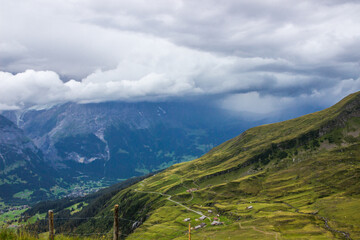 Fototapeta premium The Grindewald Valley and mountain pastures in Switzerland 
