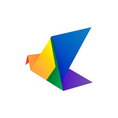 LGBT Pride 2021. Freedom. Love. Vector. Template for poster, banner, card. Origami bird in coloring lgbt community logo. Vector illustration.