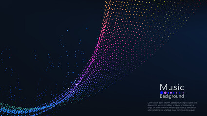 visualization of points of connection of lines and points. sound wave. wave dots.Background Connection structure. vector