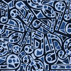 Music Notes Seamless Pattern Navy