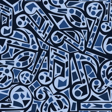 Music Notes Seamless Pattern Navy