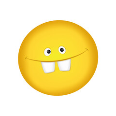 Cheerful emoticon. Smiling face yellow. Vector illustration
