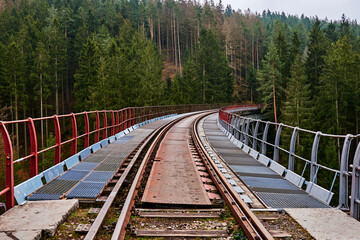 A historic bridge over the Ziemestal in Thuringia, Germany, with a disused railway line.