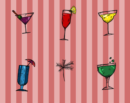Cocktail Stripes Seamless Pattern Pink